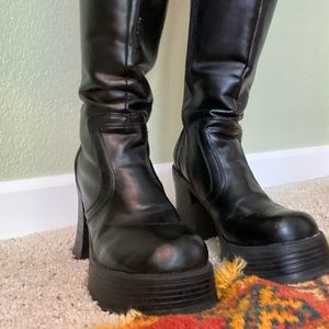 90s chunky vintage knee high boots